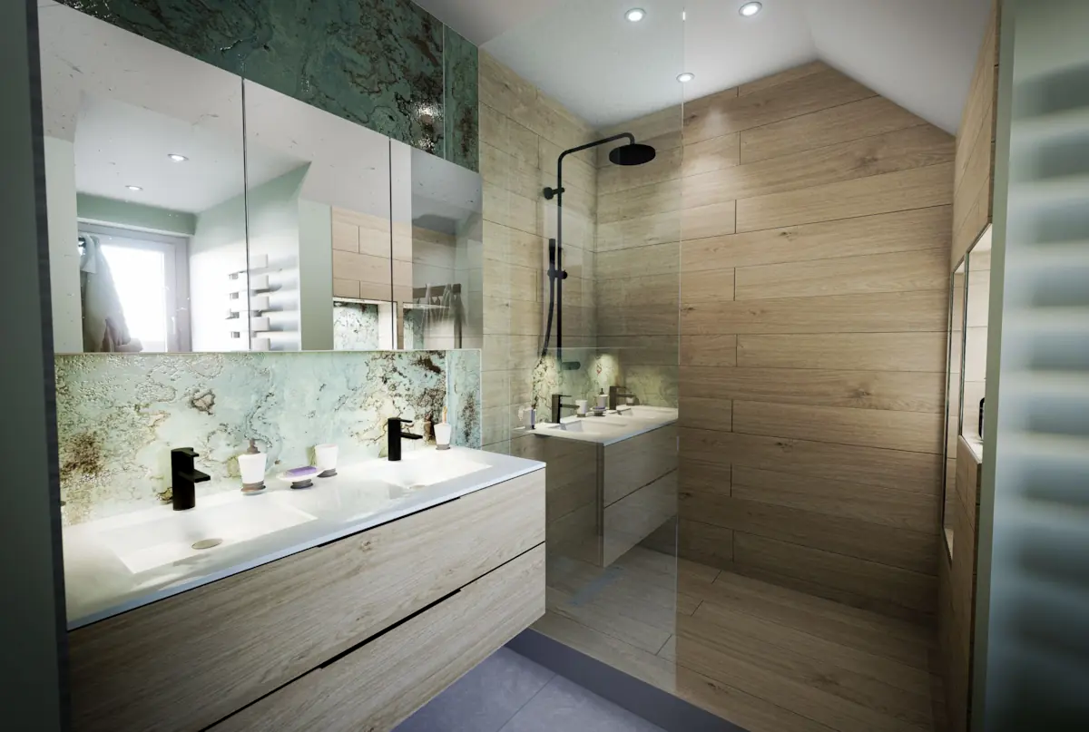 Salle de bain avec vasque et bois  Lavabo design, Salle de bain, Idée salle  de bain